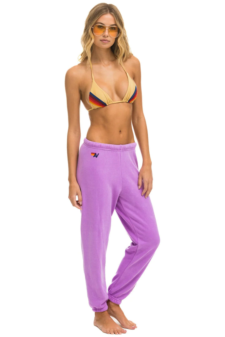 Aviator Nation 5 Stripe Sweatpants -Neon Purple/ Pink