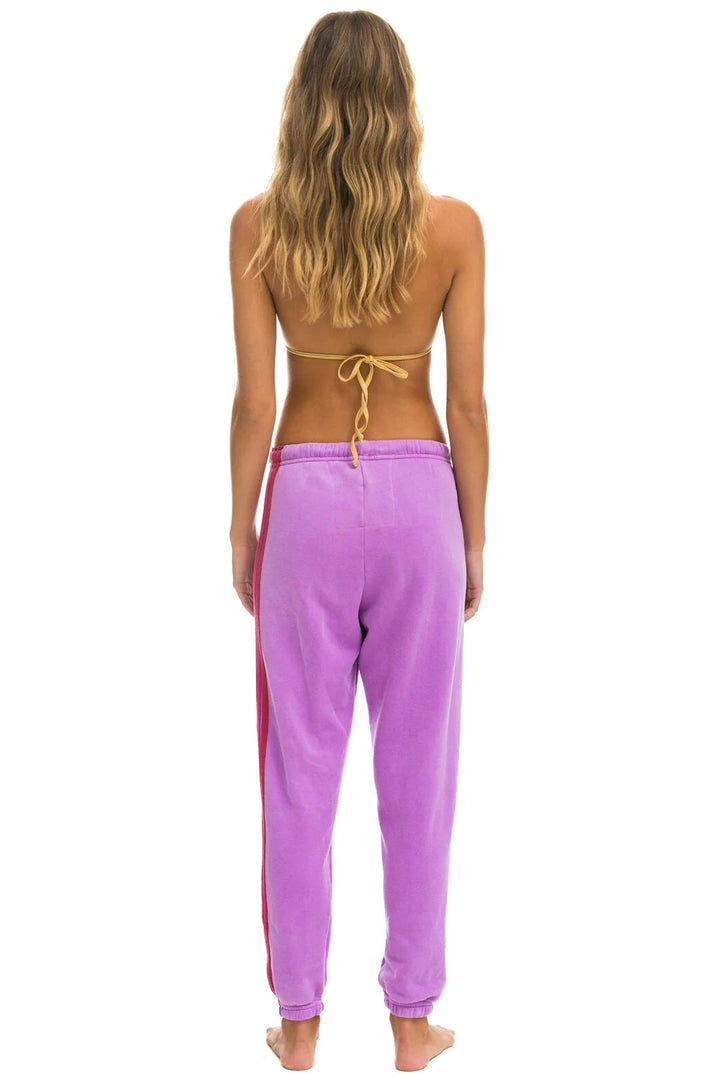 Aviator Nation 5 Stripe Sweatpants -Neon Purple/ Pink