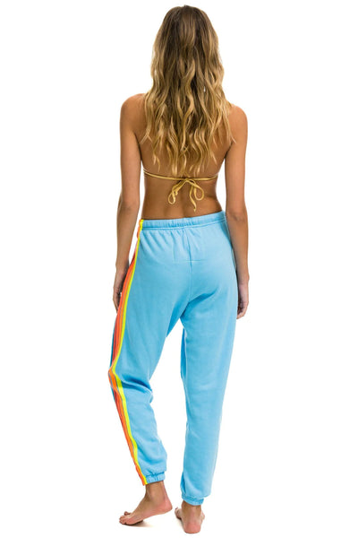 Aviator Nation 5 Stripe Sweatpants-Sky / Neon Rainbow