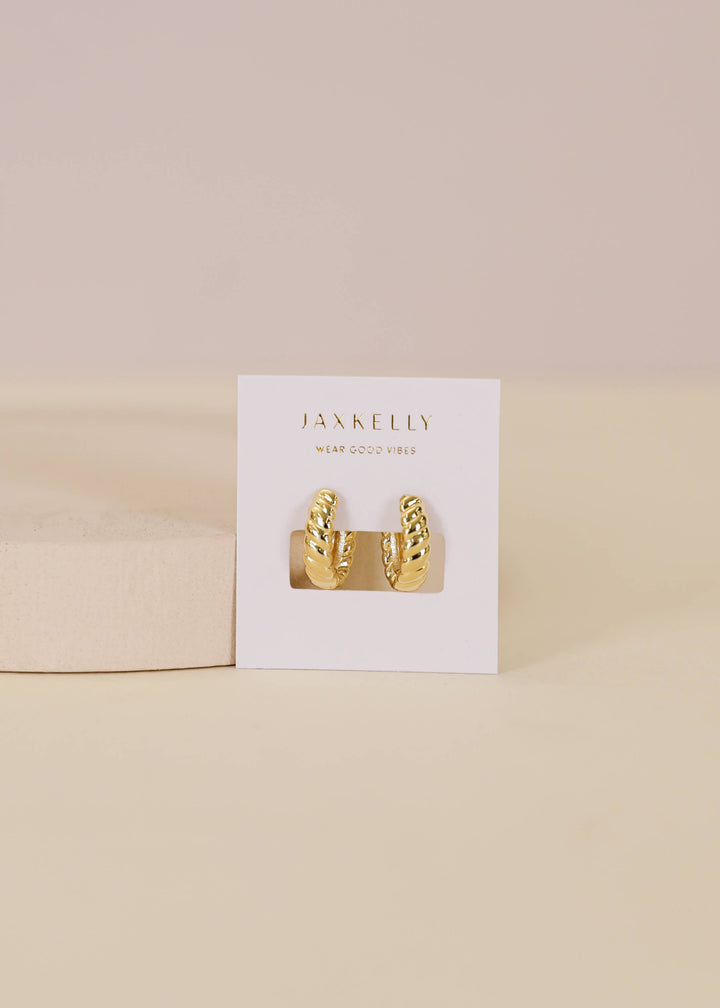 JaxKelly - Small Channel Gold Hoop Earrings
