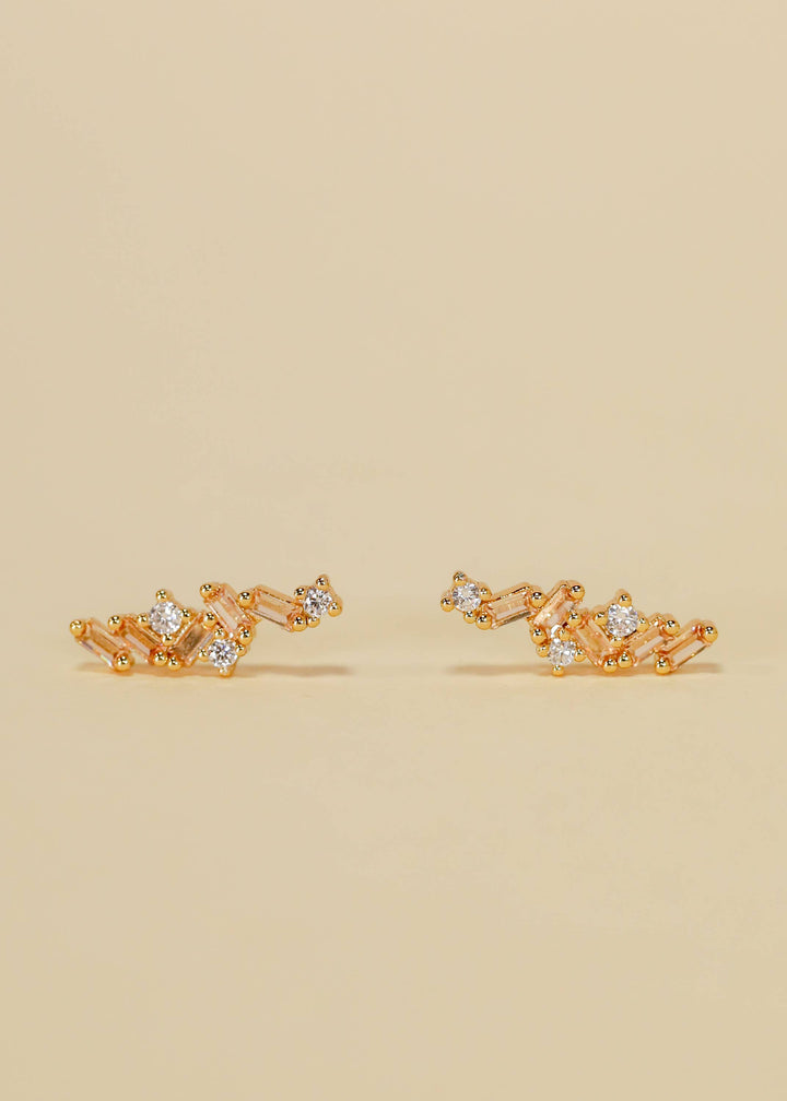 JaxKelly - Cascading Baguette Drop - Gold Earrings
