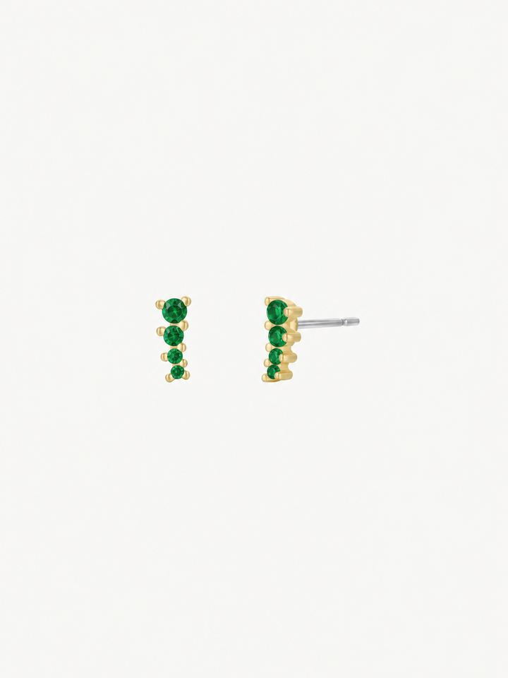 JaxKelly - Mini Crawler - Emerald CZ - Gold Earrings