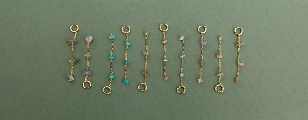 JaxKelly - Raw Gemstone Chain Drop Earring - Amazonite