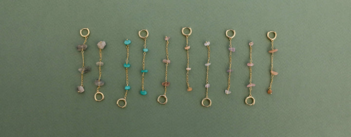 JaxKelly - Raw Gemstone Chain Drop Earring - Amazonite