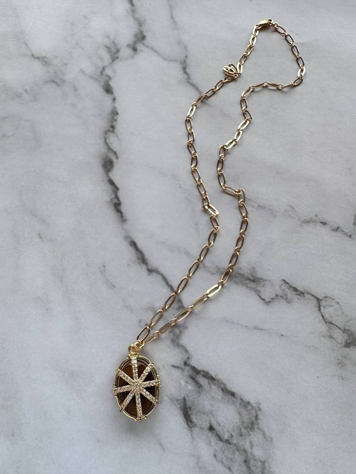 Jessica Matrasko Jewelry - Alaia Starburst and Gemstone Pendant Necklace