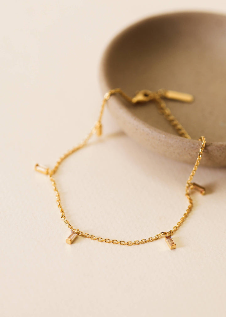 JaxKelly - Baguette Champagne Drop Anklet - 18k Gold Plated