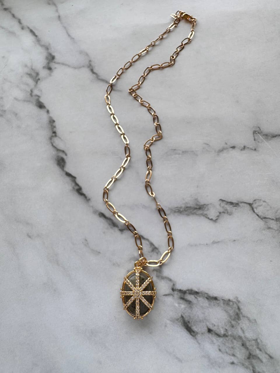 Jessica Matrasko Jewelry - Alaia Starburst and Gemstone Pendant Necklace