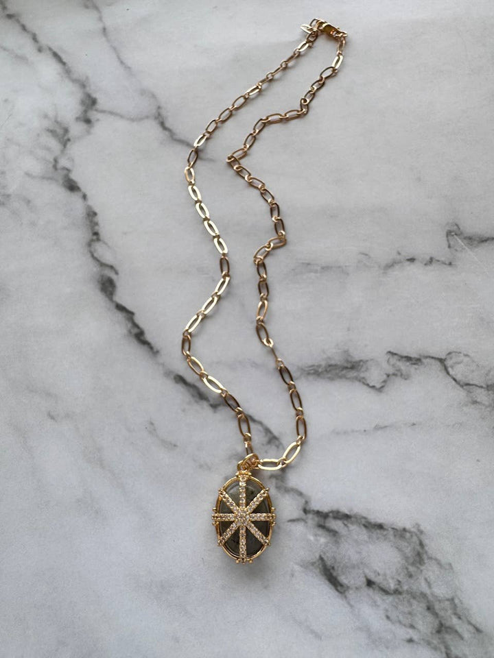 Jessica Matrasko Jewelry - Alaia Starburst and Gemstone Pendant Necklace