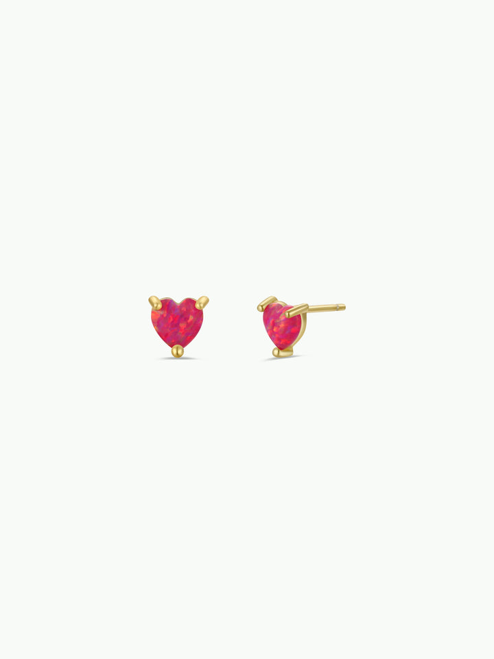 JaxKelly - Puffed Pink Opal Heart Earrings