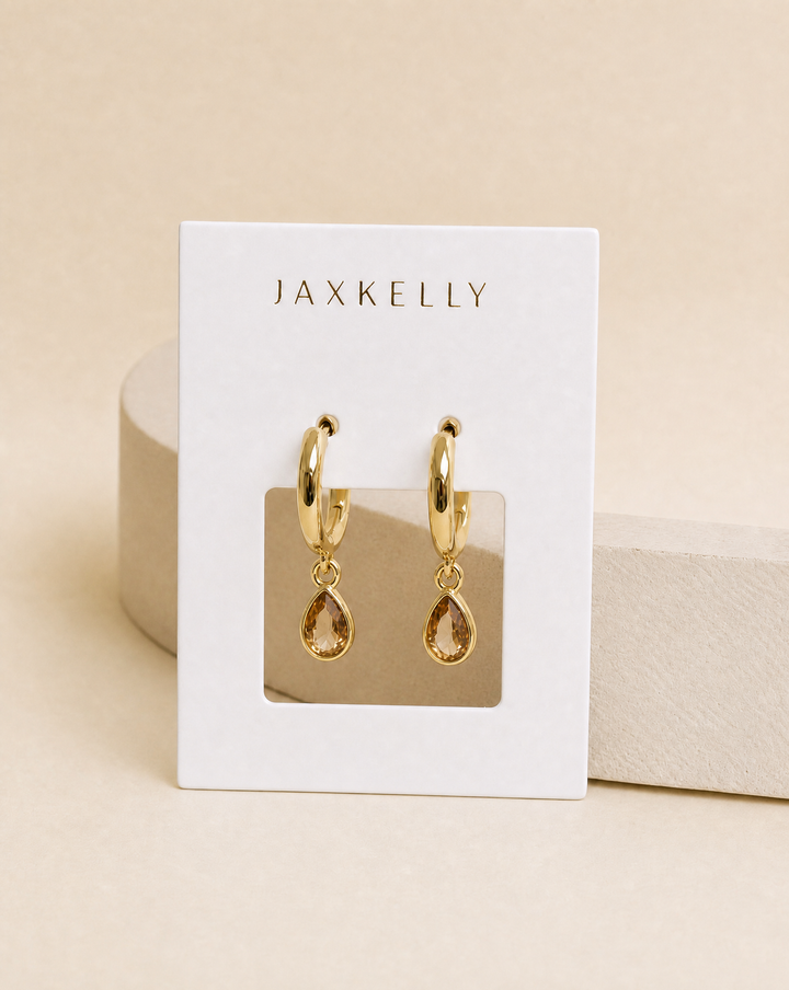 JaxKelly - Teardrop Charm Hoop - Champagne CZ