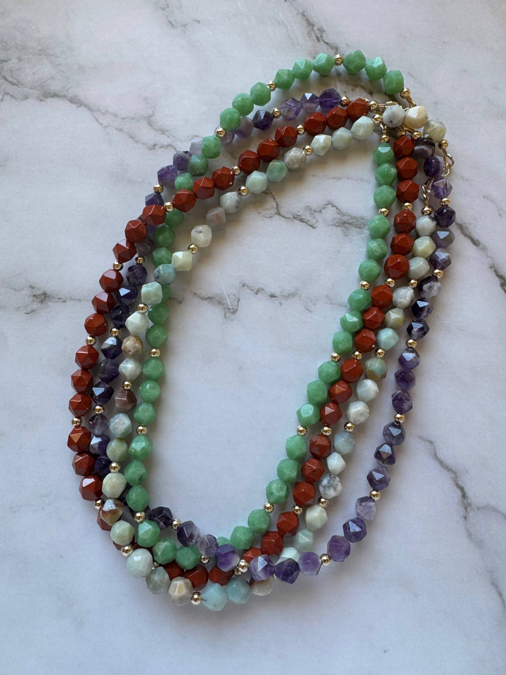 Jessica Matrasko Jewelry - Iris Natural Gemstone and Gold Filled Beaded Necklace