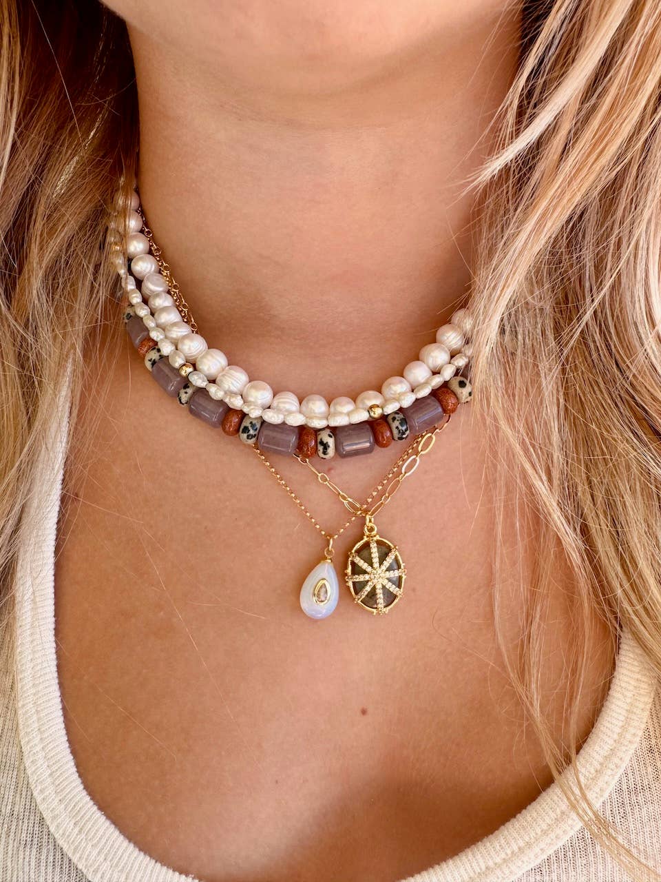 Jessica Matrasko Jewelry - Alaia Starburst and Gemstone Pendant Necklace