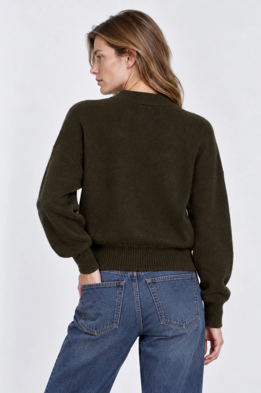 Minnie Rose Cashmere Cropped Bomber - Army