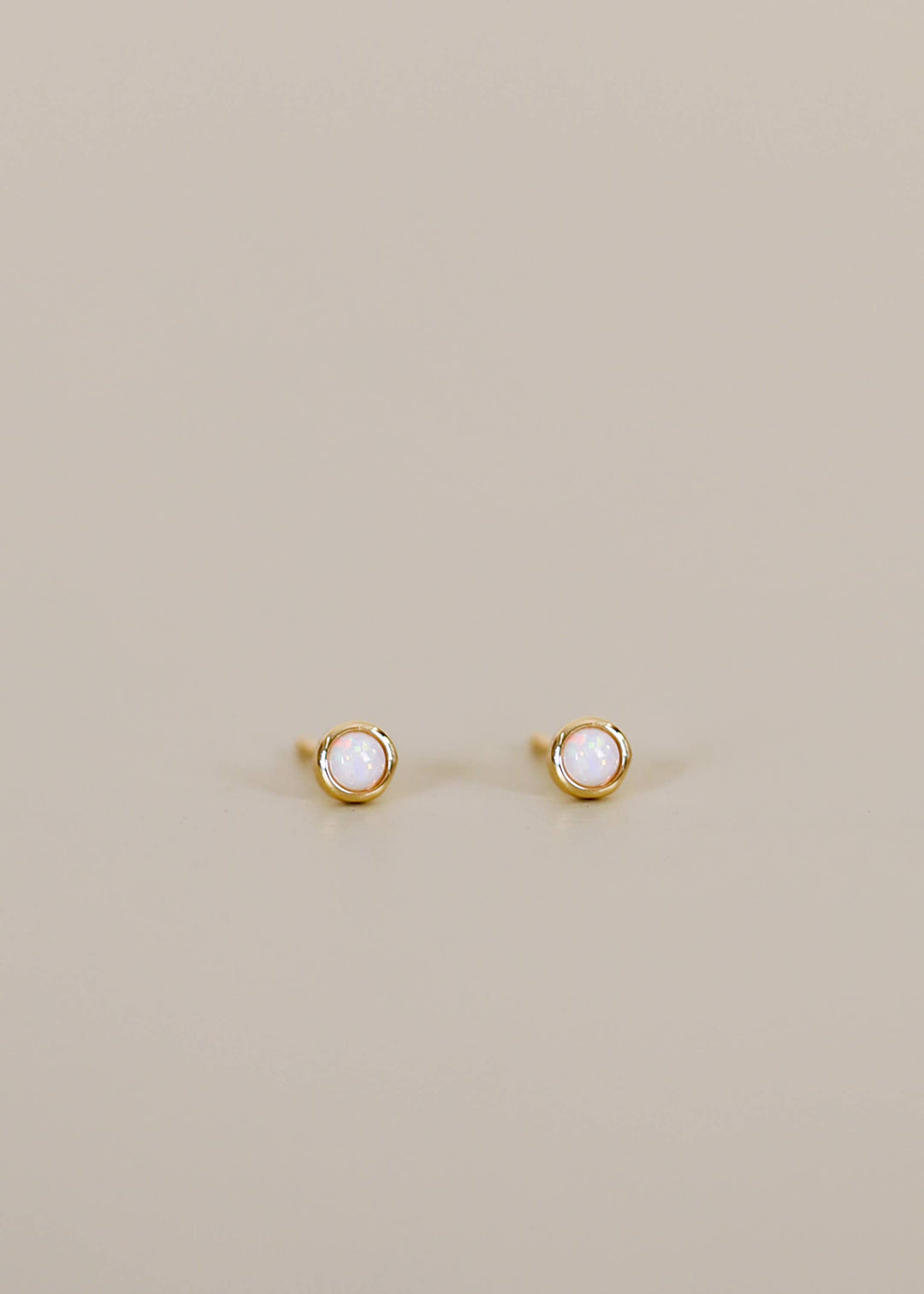JaxKelly - Simple Stud - White Opal- Gold Earrings