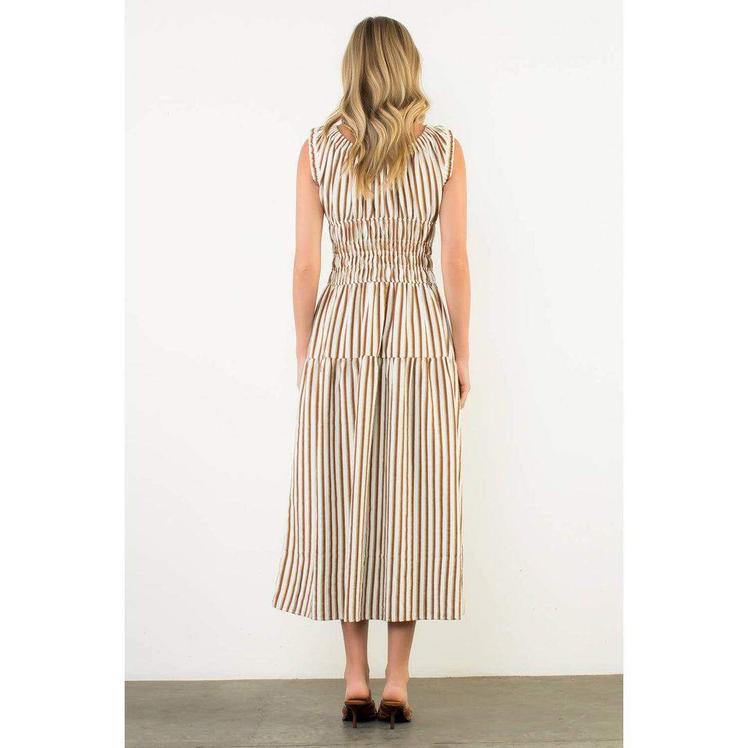 THML WCT3201-2 Smocked Waist Maxi Dress Brown