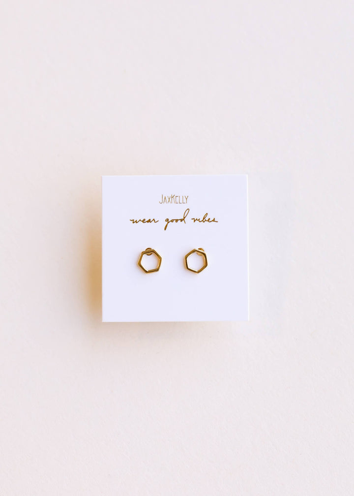 JaxKelly - Minimalist - Hexagon - Gold Earrings
