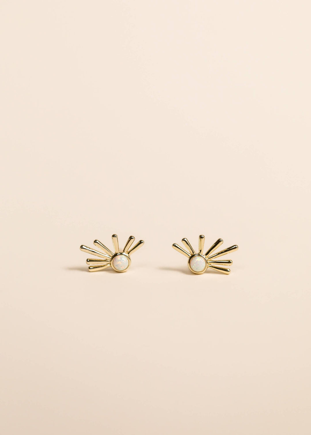 JaxKelly - Sun Ray - White Opal - Gold Earrings