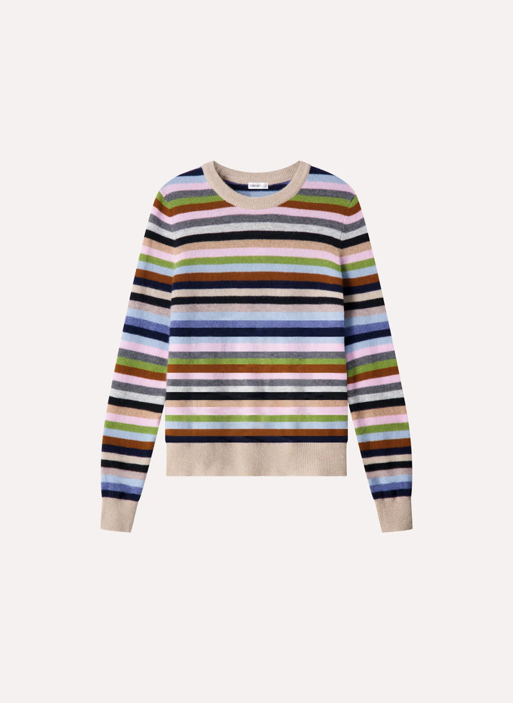 Minnie Rose Cashmere Striped Long Sleeve Crew