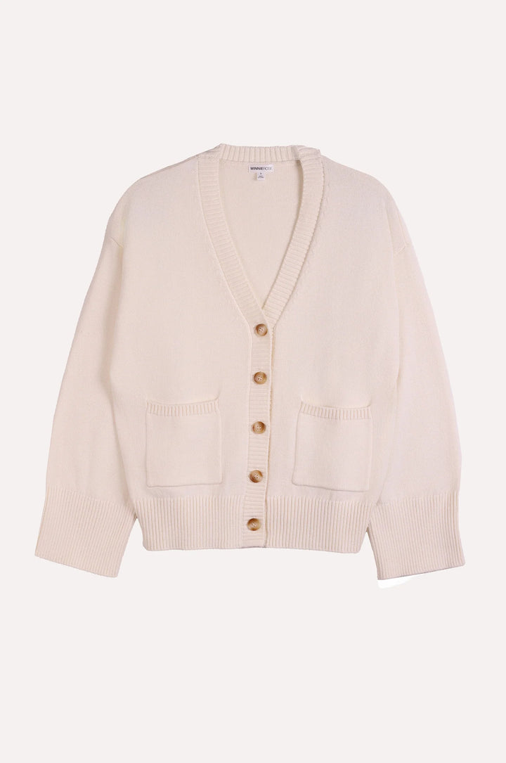 Minnie Rose Luxe Cotton Blend V Neck Cardigan