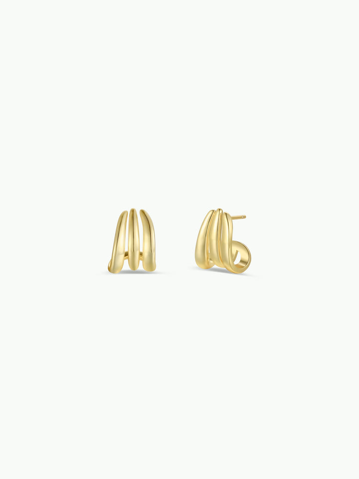 JaxKelly - Gold Three Hoop Huggie - Earring