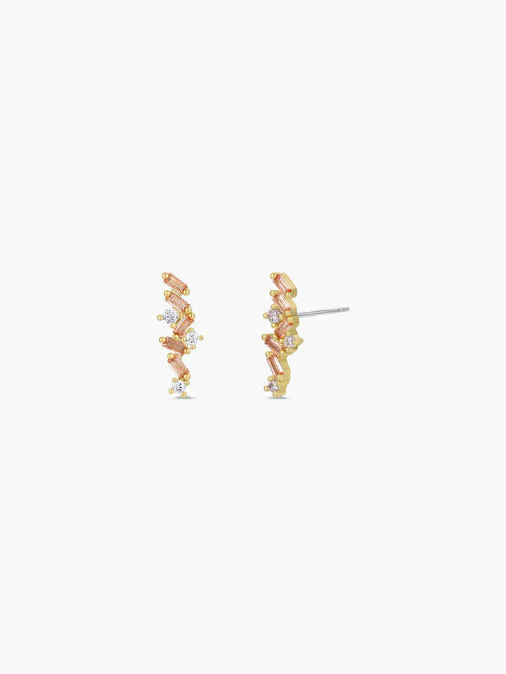 JaxKelly - Cascading Baguette Drop - Gold Earrings
