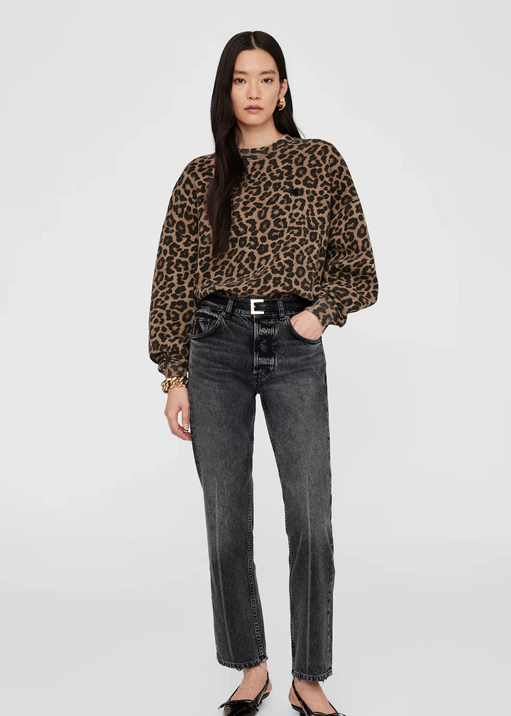 Anine Bing Miles Sweatshirt Brown Leopard