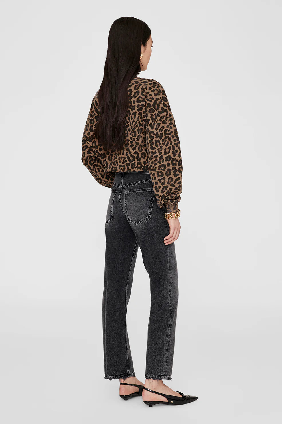 Anine Bing Miles Sweatshirt Brown Leopard