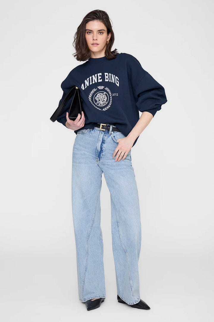 Anine Bing Miles Collegiate Sweatshirt- Navy