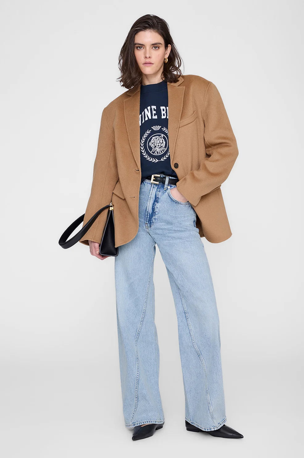 Anine Bing Miles Collegiate Sweatshirt- Navy