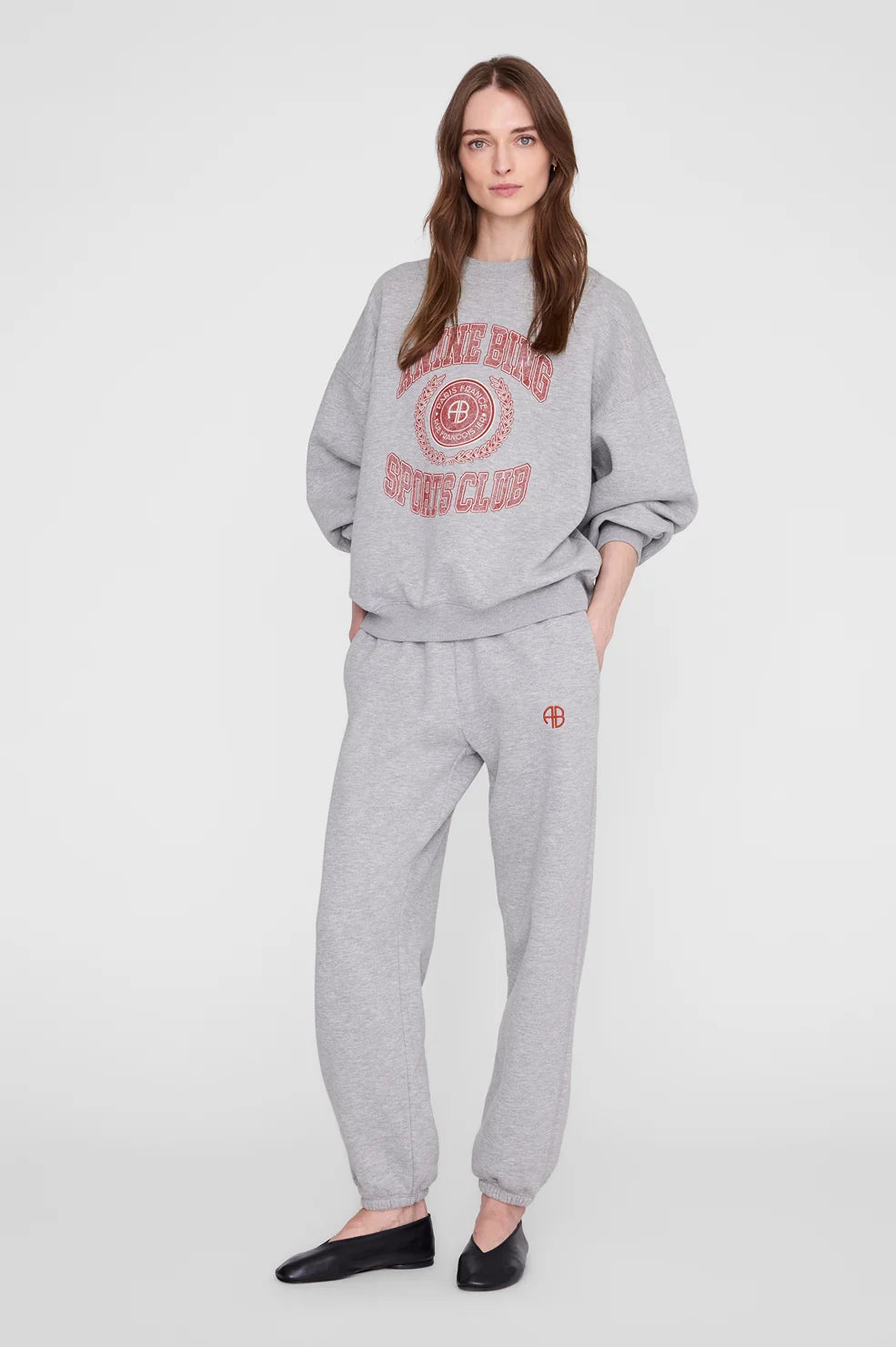 Anine Bing Miles Collegiate Sweatshirt-Grey