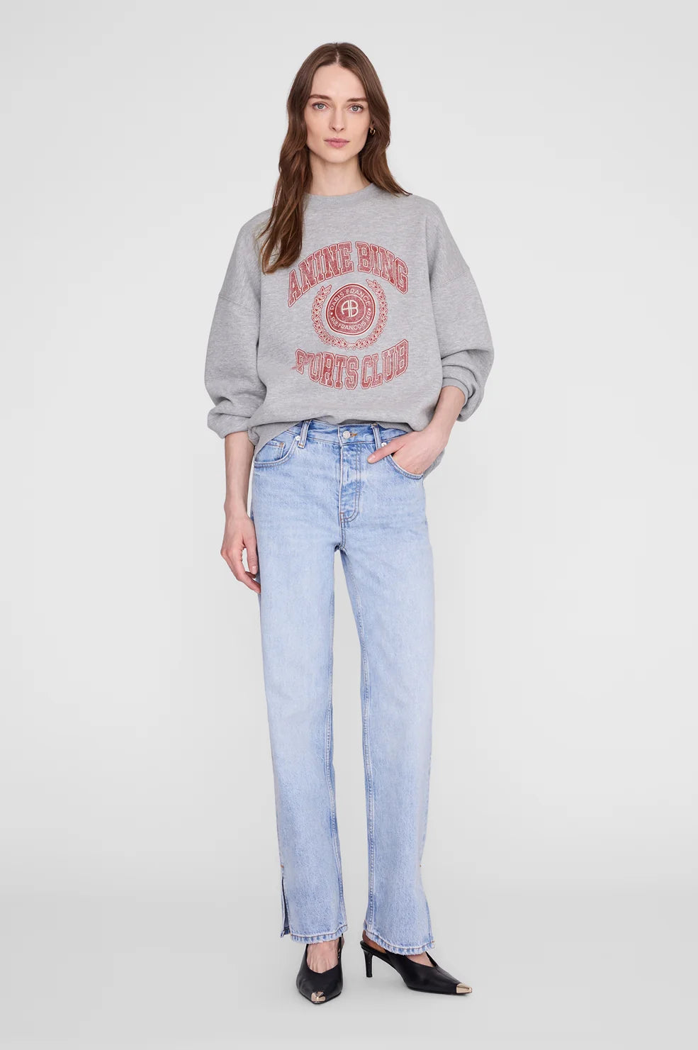 Anine Bing Miles Collegiate Sweatshirt-Grey