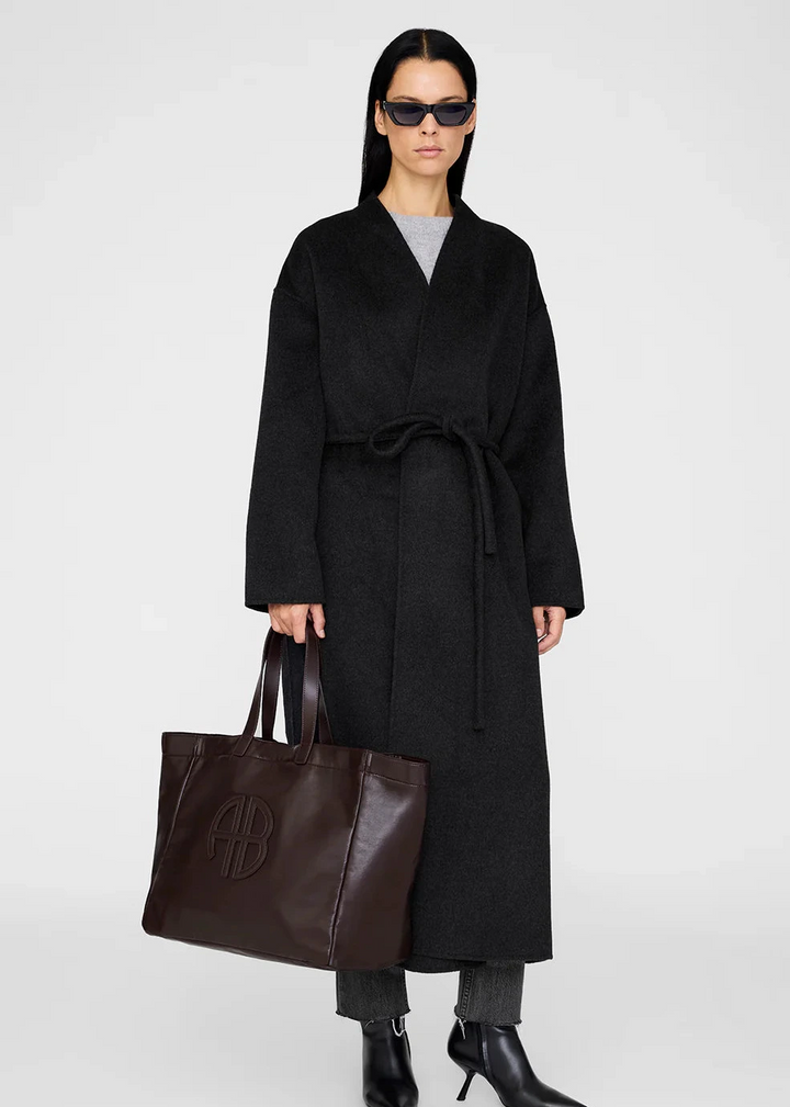 Anine Bing Hunter Coat in Dark Heather Grey Cashmere