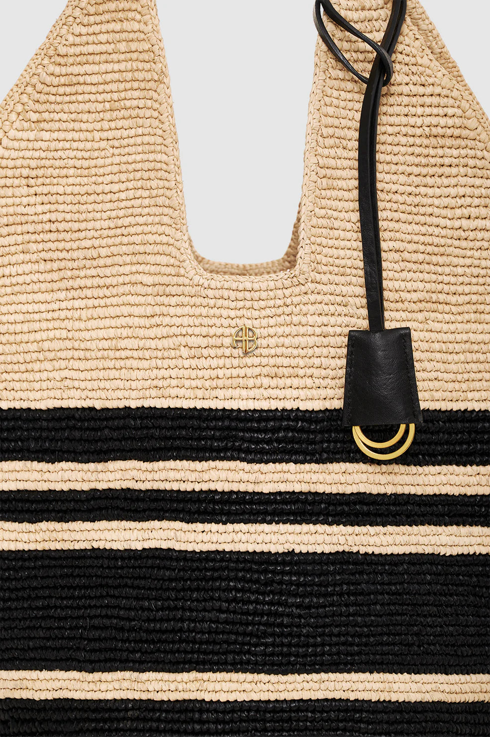 Anine Bing Leah Striped Hobo Raphia Bag
