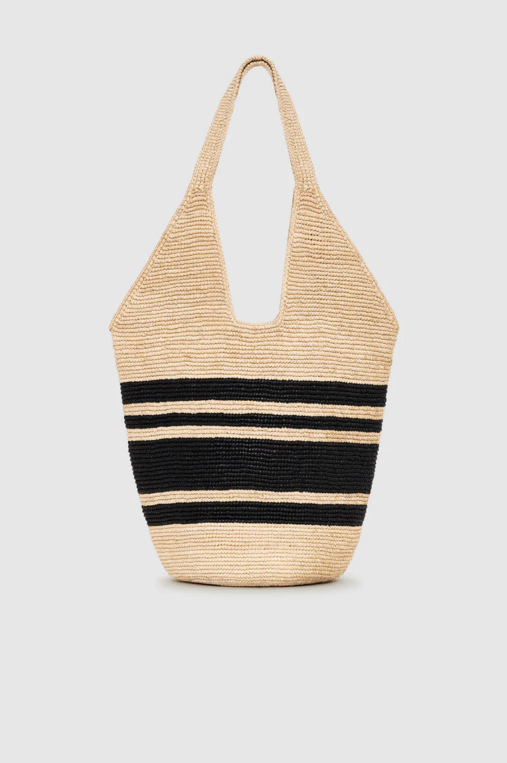 Anine Bing Leah Striped Hobo Raphia Bag