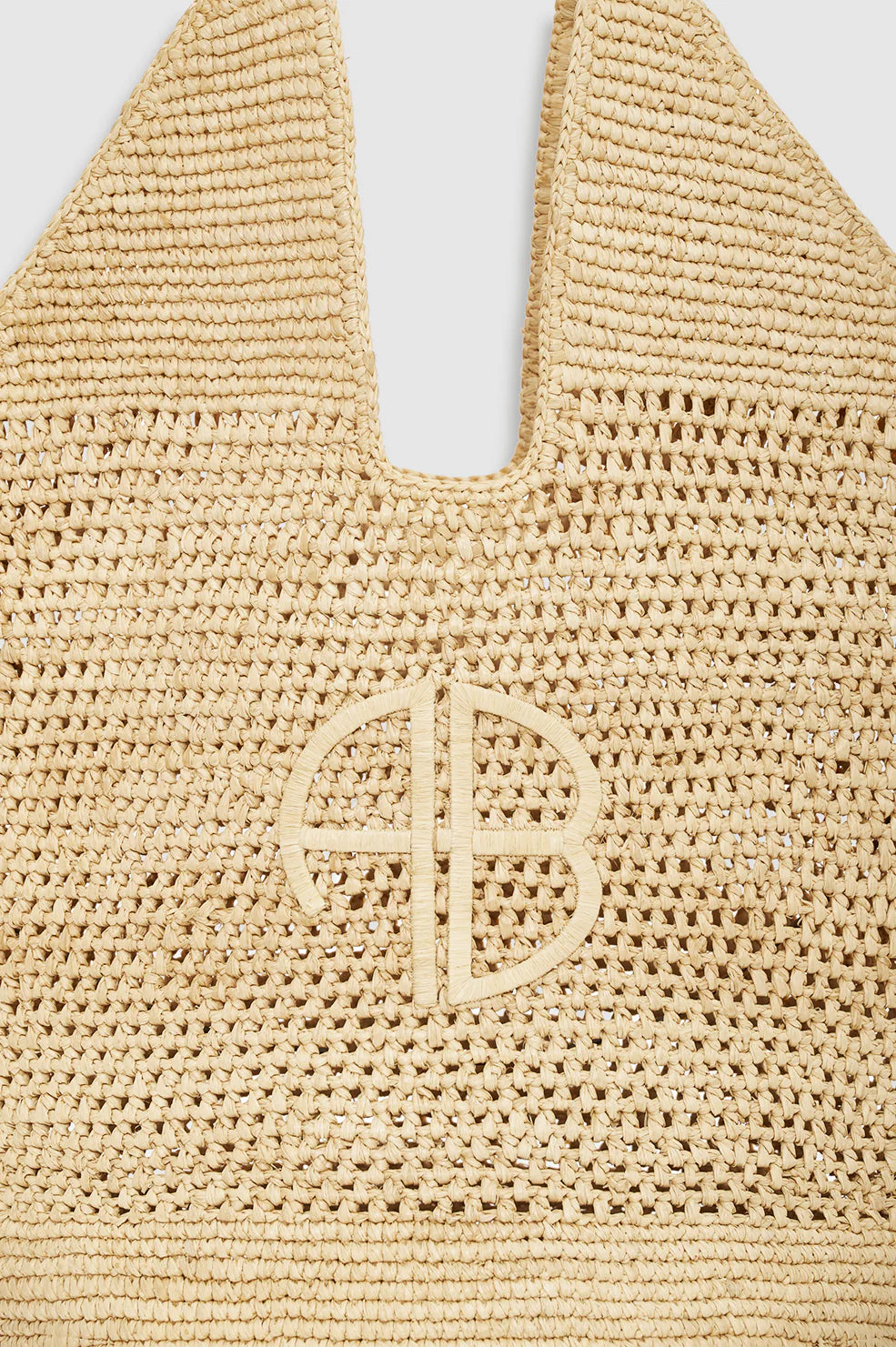 Anine Bing Leah Logo Hobo Raphia Bag