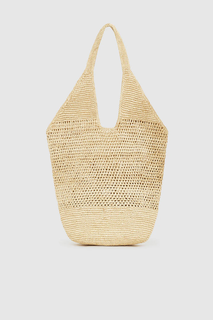 Anine Bing Leah Logo Hobo Raphia Bag