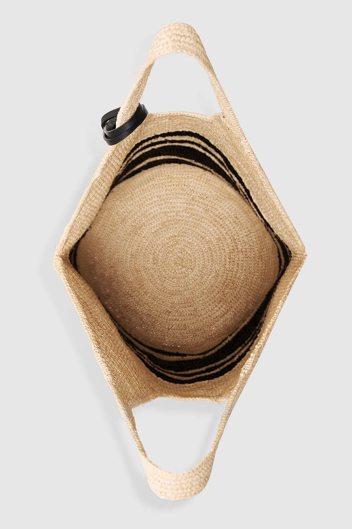Anine Bing Leah Striped Hobo Raphia Bag