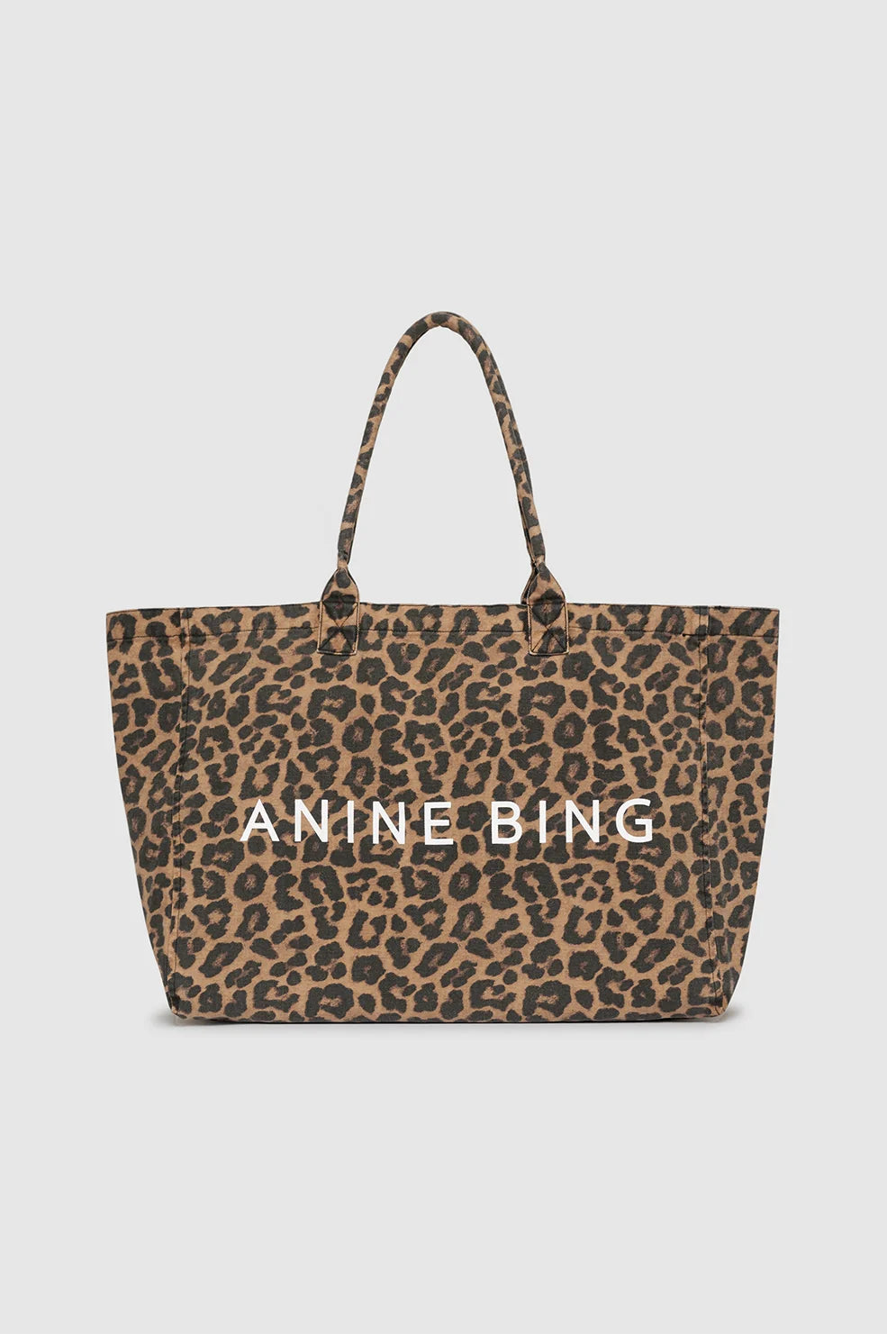 Anine Bing Leo Canvas Tote - Black and Brown Leopard