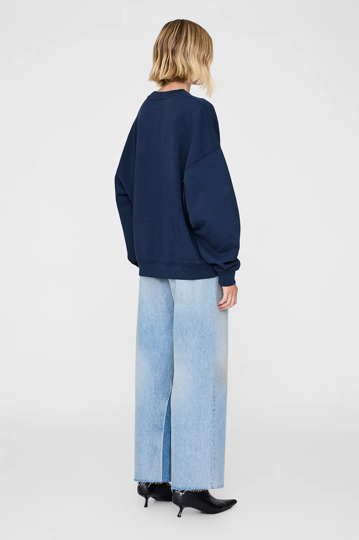 Anine Bing Miles Oversized Sweatshirt Letterman - Washed Navy