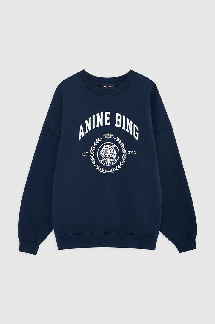 Anine Bing Miles Collegiate Sweatshirt- Navy