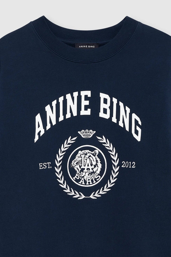 Anine Bing Miles Collegiate Sweatshirt- Navy