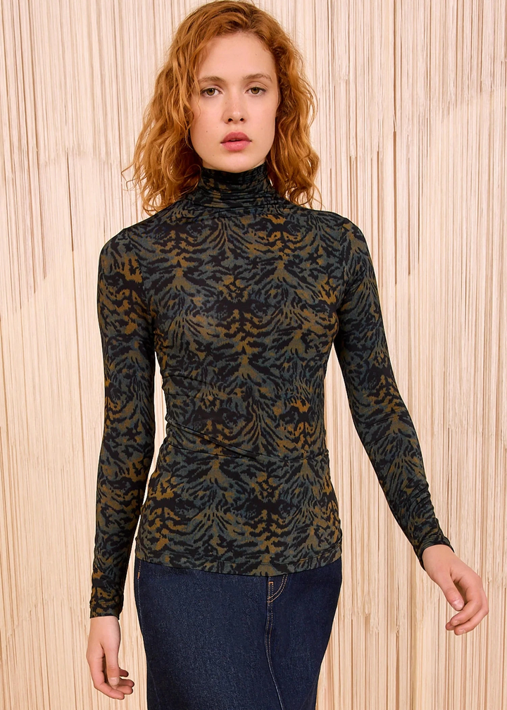 Ulla Johnson Aurelia Jersey Long Sleeve Turtleneck Top