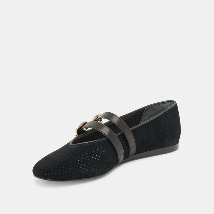 Dolce Vita Baylee Ballet Flats Onyx Perforated Suede