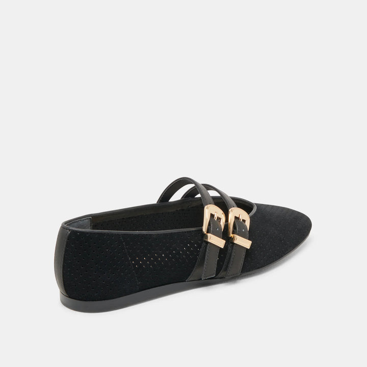 Dolce Vita Baylee Ballet Flats Onyx Perforated Suede