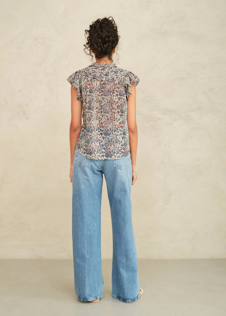 M.A.B.E Cass Print Frill Top