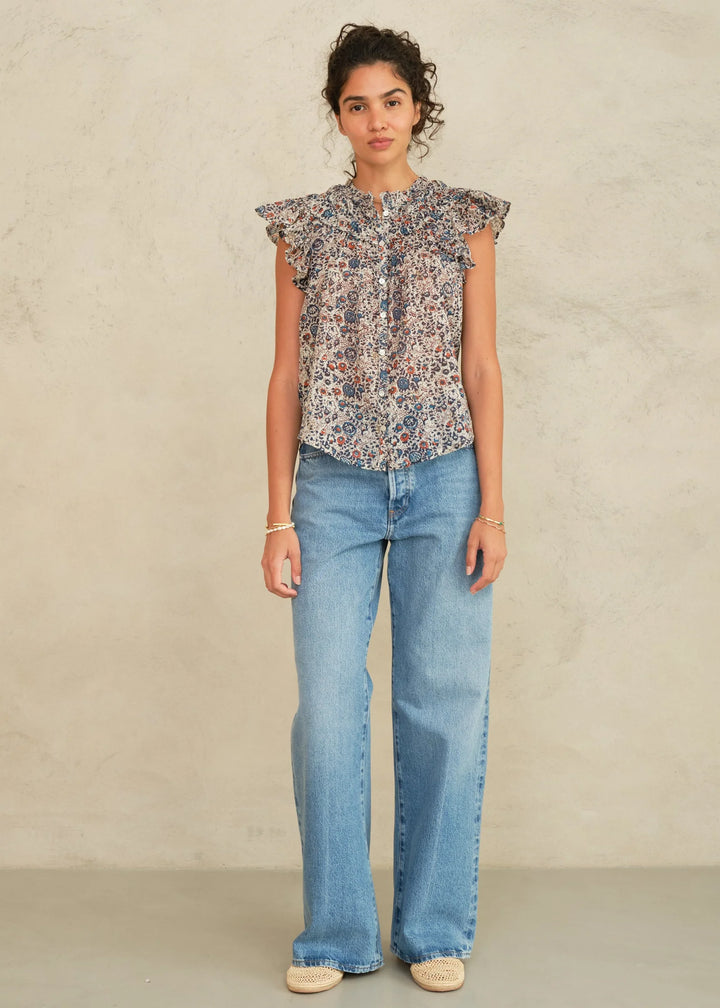 M.A.B.E Cass Print Frill Top