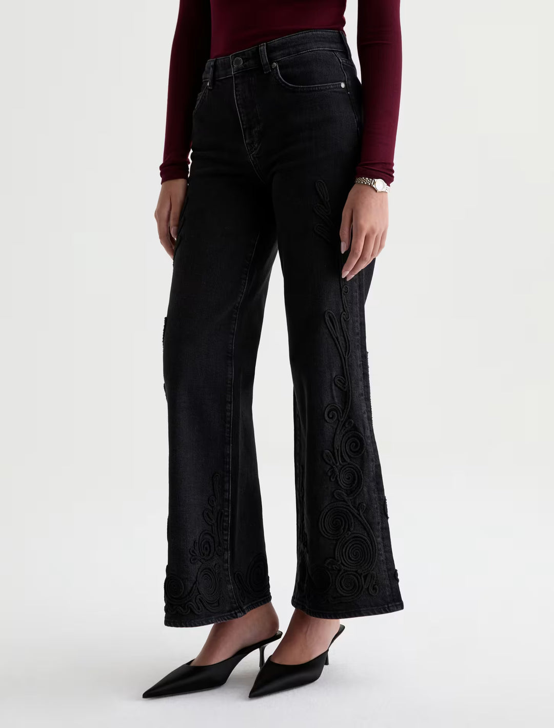 AG Saige Wide Leg Cropped Jean - Bebop