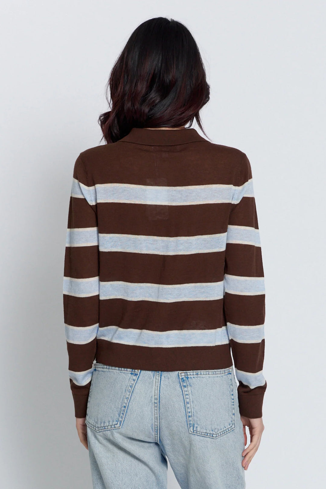 Central Park West Quinn Striped Sheer Button Up Sweater/ Cardigan