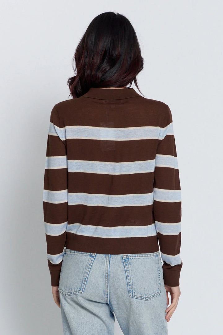Central Park West Quinn Striped Sheer Button Up Sweater/ Cardigan