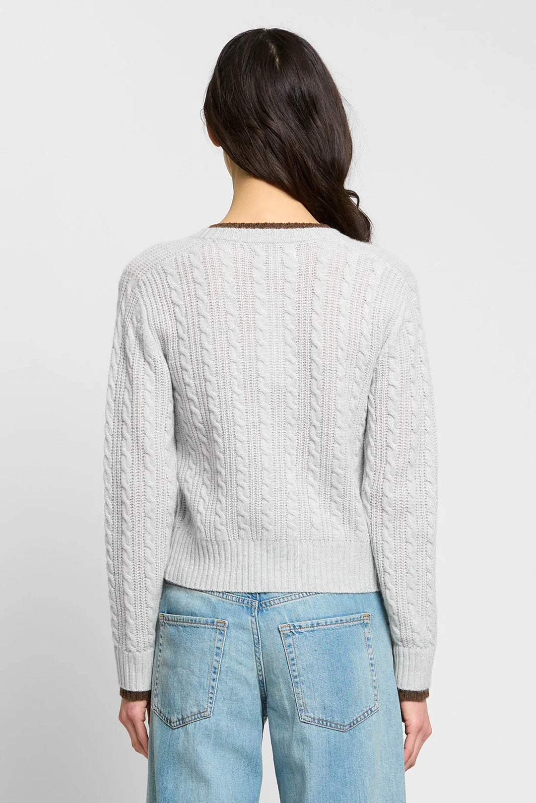 Central Park West Thea Cashmere Cable Zip Up Cardigan